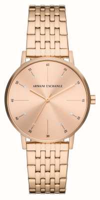 Armani Exchange Quadrante incastonato di cristalli oro rosa | Bracciale in pvd oro rosa AX5581