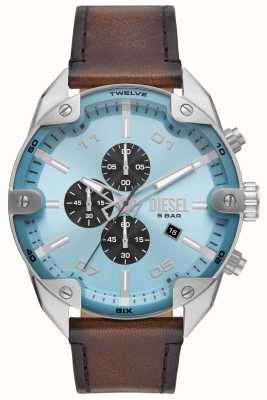 Diesel Cronografo blu a spillo e orologio con cinturino in pelle marrone DZ4606