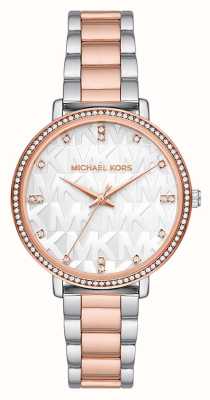 Michael Kors femminile | piper | quadrante con pietra bianca | bracciale in acciaio bicolore MK4667