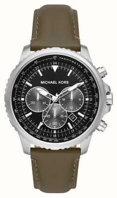 Michael Kors Cortlandt nero quadrante cronografo cinturino in pelle verde MK8985