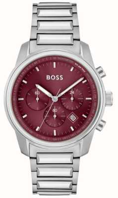BOSS Traccia maschile | quadrante cronografo rosso | bracciale in acciaio inossidabile 1514004
